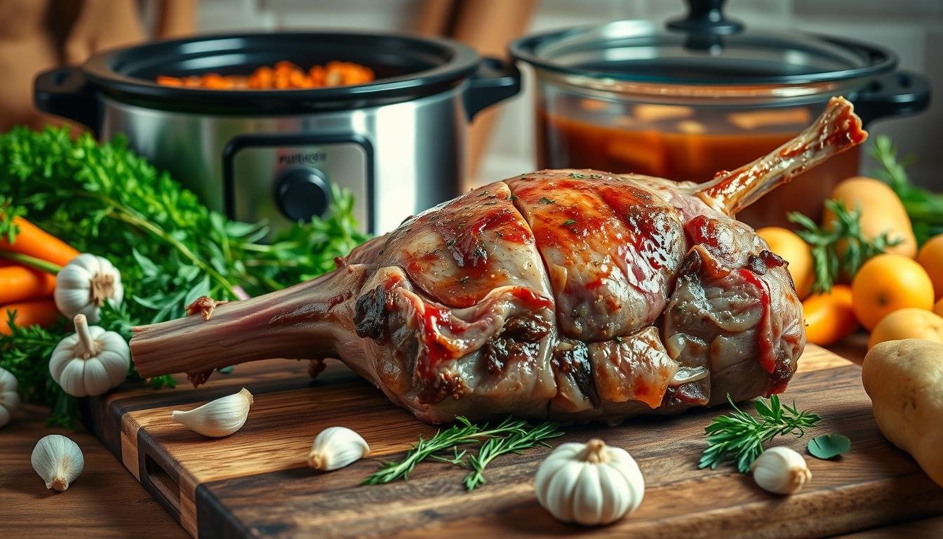 Slow-cooked lamb